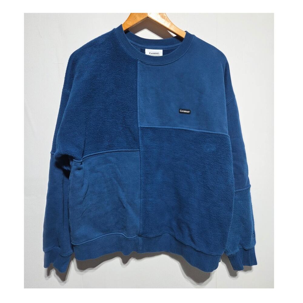 Covernat Blue Mixed Fabric Crewneck Sweatshirt Size Medium